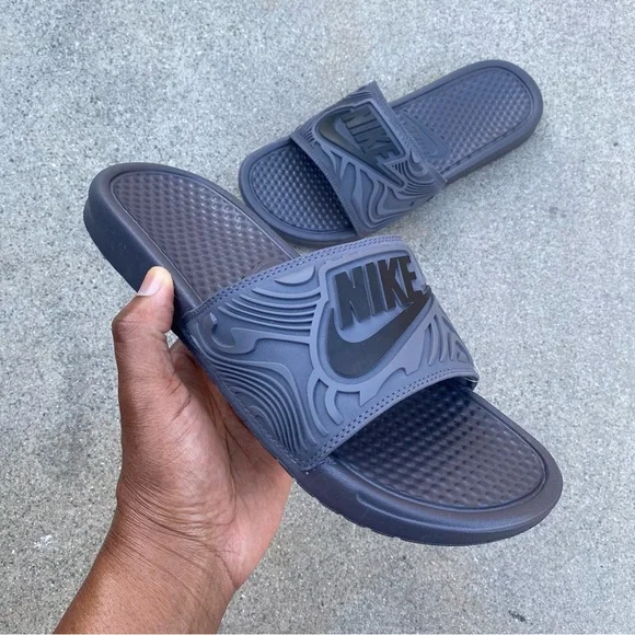 Nike | Shoes | Nike Benassi Se Just Do It Slides Dark Greys 
